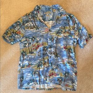 Tommy Bahama Blue Tropical Print Casual Button Down Shirt